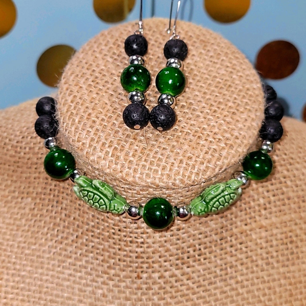 Jade Seas Aromatherapy Bracelet & Earrings